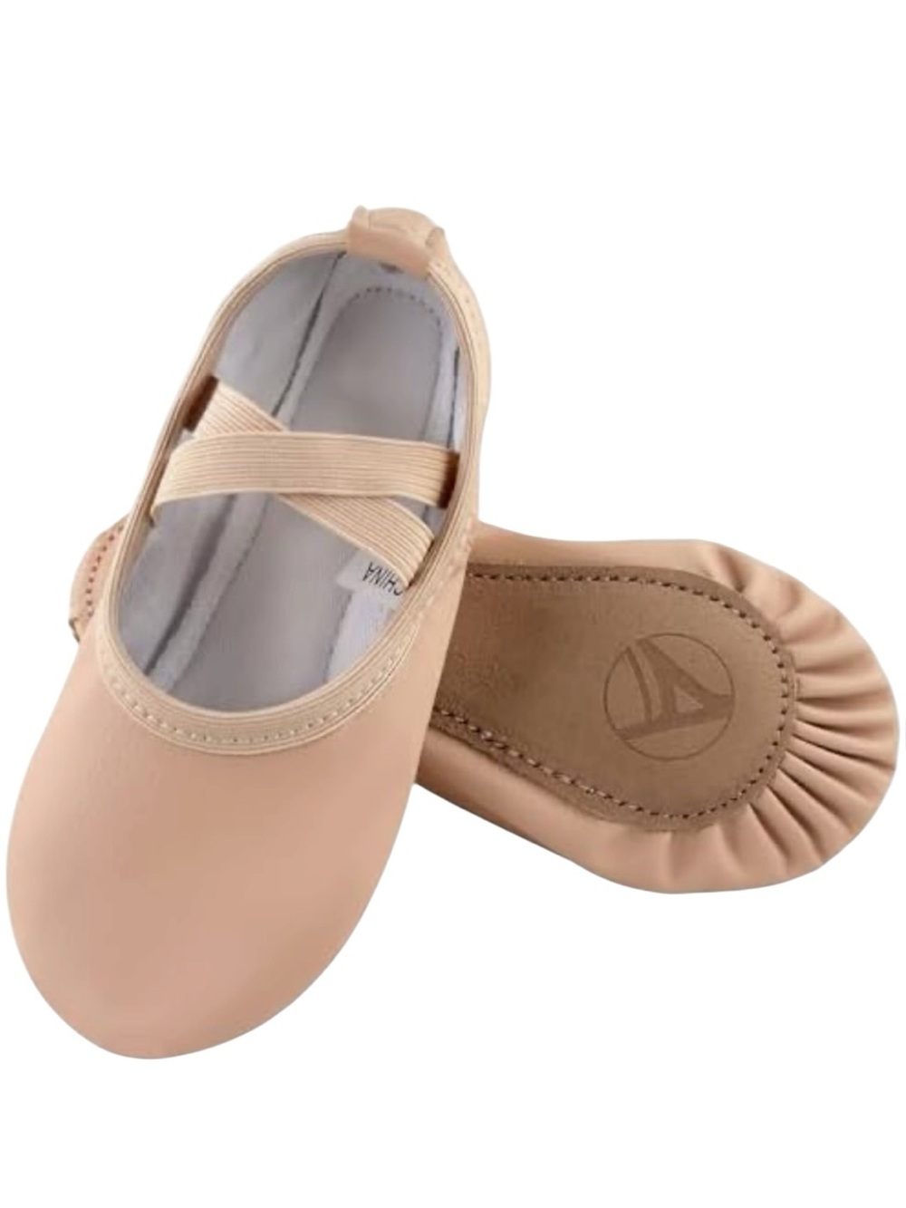 NWT Girls Nude Ballet Flats with Elastic Cross Straps